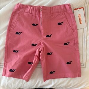 Pink Kids Shorts with Whale Embroidery